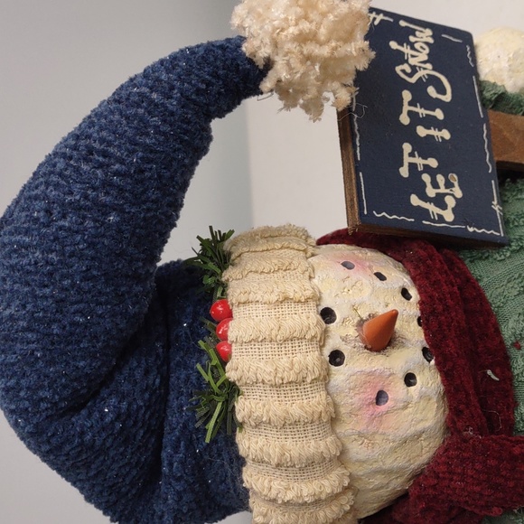 🎅 Snowman with blue stocking cap with greenery and red berries🎄🤶 - Picture 6 of 7